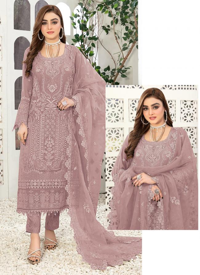 Georgette Pink Festival Wear Embroidery Work Pakistani Suit